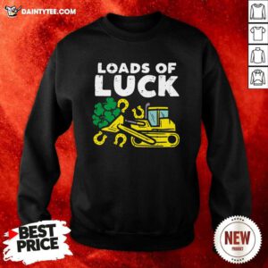 Loads Of Luck Bulldozer Shamrock St Patricks Day Boys Sweatshirt- Design By Daintytee.com