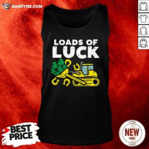 Loads Of Luck Bulldozer Shamrock St Patricks Day Boys Tank Top- Design By Daintytee.com