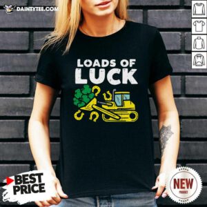 Loads Of Luck Bulldozer Shamrock St Patricks Day Boys V-neck- Design By Daintytee.com