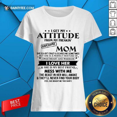 Good Attitude Awesome Mom I Love Her Ladies Tee