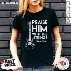 Praise Him With The Strings Psalm 150 4 V-neck- Design By Daintytee.com