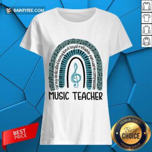 Happy Music Teacher Rainbow Caring Loving Dedicated Ladies Tee