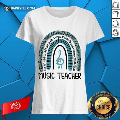 Happy Music Teacher Rainbow Caring Loving Dedicated Ladies Tee