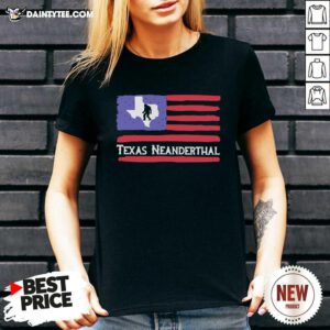 Bigfoot American Flag Texas Neanderthal V-neck- Design By Daintytee.com