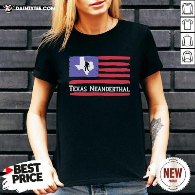 Bigfoot American Flag Texas Neanderthal V-neck- Design By Daintytee.com