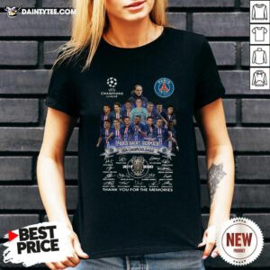 Paris Saint Germain UEFA Champions League 2019 2020 Thank You For The Memories Signatures V-neck- Design By Daintytee.com