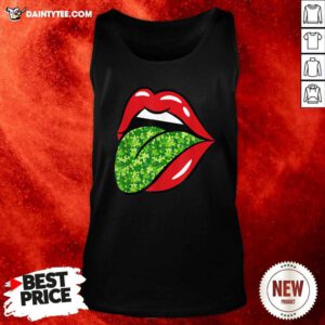 Red Lips Shamrock Tongue St Patrick’s Day Green Saint Pattys Tank Top- Design By Daintytee.com
