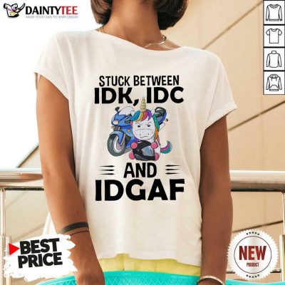 Unicorn Stuck Between Idk Idc And Idgaf V-neck- Design By Daintytee.com