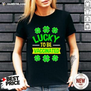 Lucky To Be Vaccinated St Patrick’s Day V-neck- Design By Daintytee.com