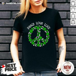 Peace Love Luck St Patrick’s Day V-neck- Design By Daintytee.com