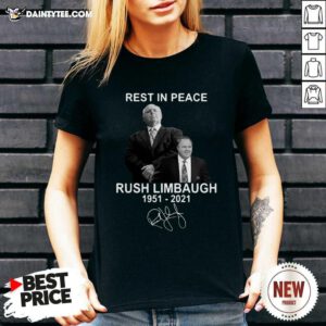 Rest In Peace Rush Limbaugh 1951 2021 Signature V-neck- Design By Daintytee.com