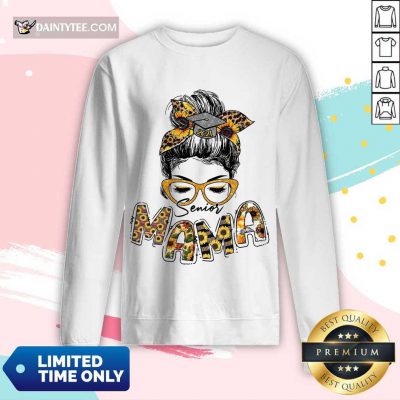 Awesome Sunflower Senior Mama Girl Bun Hair Glasses Long-sleeved