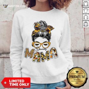 Awesome Sunflower Senior Mama Girl Bun Hair Glasses Sweater