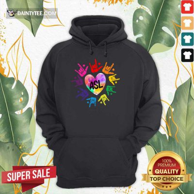 Funny Asl Love Hands Watercolor Hoodie