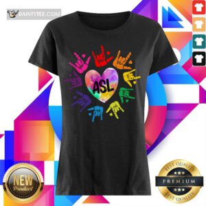 Funny Asl Love Hands Watercolor Ladies Tee