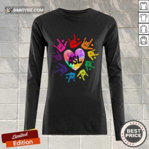 Funny Asl Love Hands Watercolor Long-sleeved