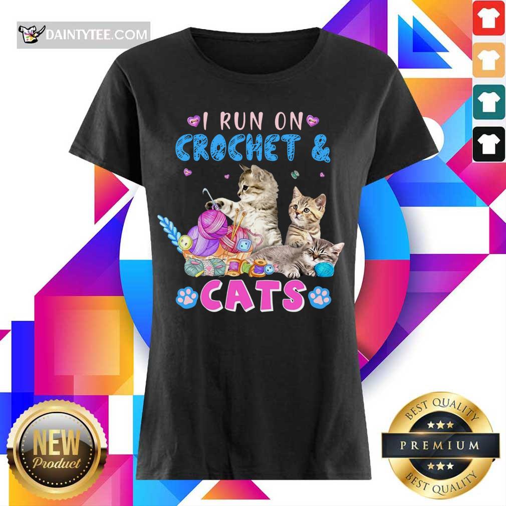 Funny I Run On Crochet And Cats Ladies Tee Funny I Run On Crochet And Cats Ladies Tee