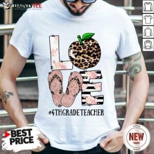 Love Apple 4th Grade Teacher Shirt