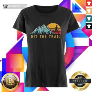 Nice Hit The Trail Runner Retro Running Graphic Ladies Tee