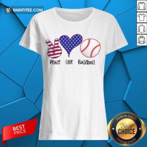 Place Love Baseball American Flag Ladies Tee