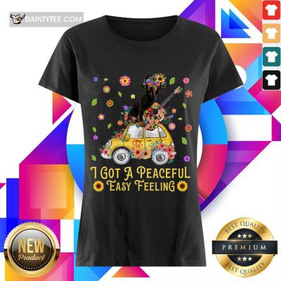 Pretty Sunflower Dachshund I Got A Peaceful Easy Feeling Ladies Tee