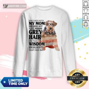 Top White Wire Fox My Mom Grey Hair Wisdom Highlights American Flag Long-sleeved