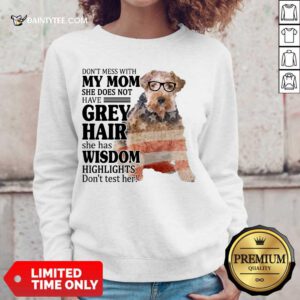 Top White Wire Fox My Mom Grey Hair Wisdom Highlights American Flag Sweater