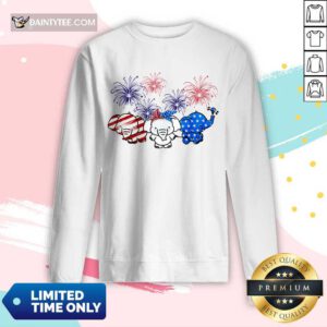 Elephants American Flag Firework Long-sleeved