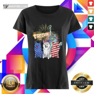 Freedom Shiba Inu Statue Of Liberty USA Flag Ladies Tee