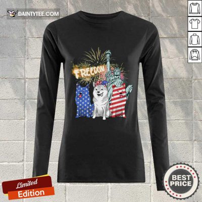 Freedom Shiba Inu Statue Of Liberty USA Flag Long-sleeved