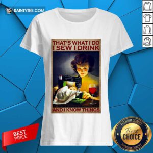 I Sew I Drink Wine Poster Ladies Tee