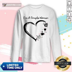 I’m A Simple Woman Heart Flip Flop Knitting Wine Long-sleeved