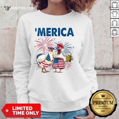 Chicken Drinking Beer 'Merica Independence Day Sweater