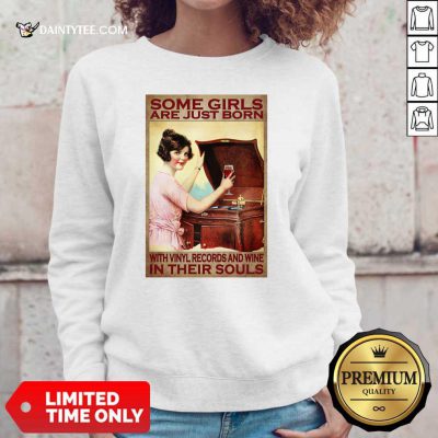Girl With Vinyl Records And Wine Poster Sweater