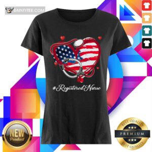 Heart American Flag Registered Nurse Ladies Tee