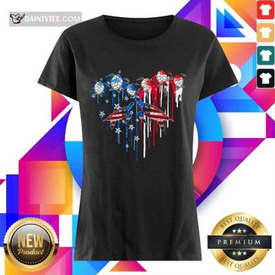 Heart Turtles American Flag Ladies Tee