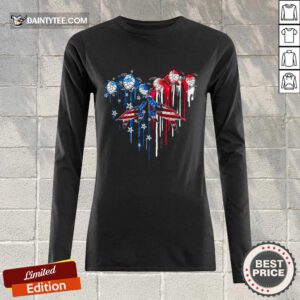 Heart Turtles American Flag Long-sleeved