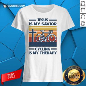Jesus Is My Savior Cycling Is My Therapy Vintage Ladies Tee