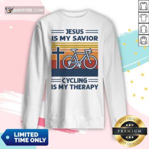 Jesus Is My Savior Cycling Is My Therapy Vintage Long-sleeved