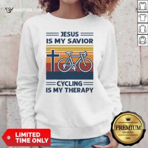 Jesus Is My Savior Cycling Is My Therapy Vintage Sweater