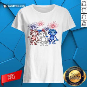 Monkey Firework American Flag Ladies Tee