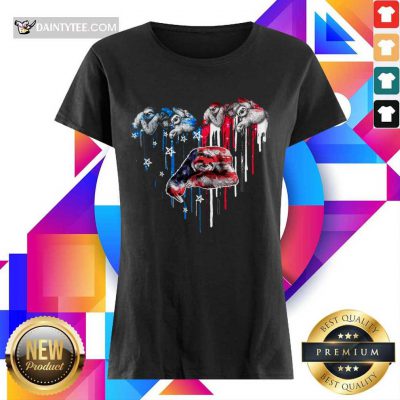 Sloth Heart American Flag Ladies Tee