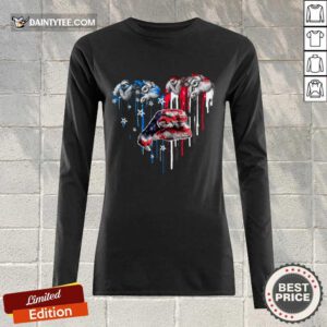 Sloth Heart American Flag Long-sleeved