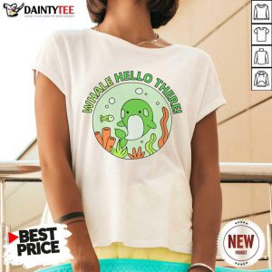 Whale Hello There Cute Cartoon Light Green Orca Whale V-neck
