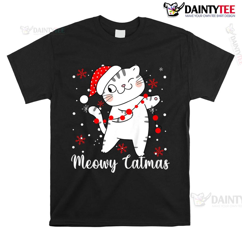 Meowy Catmas Cat Christmas Cute Kitten Shirt