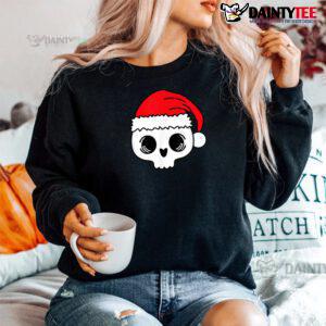 Skeleton Skull Scary Santa Rock N Roll Christmas Shirt