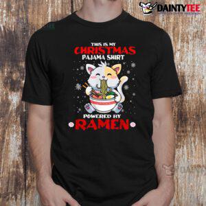 This Is My Gifts Woman Christmas Pajama Cat Eating Ramen Shirt