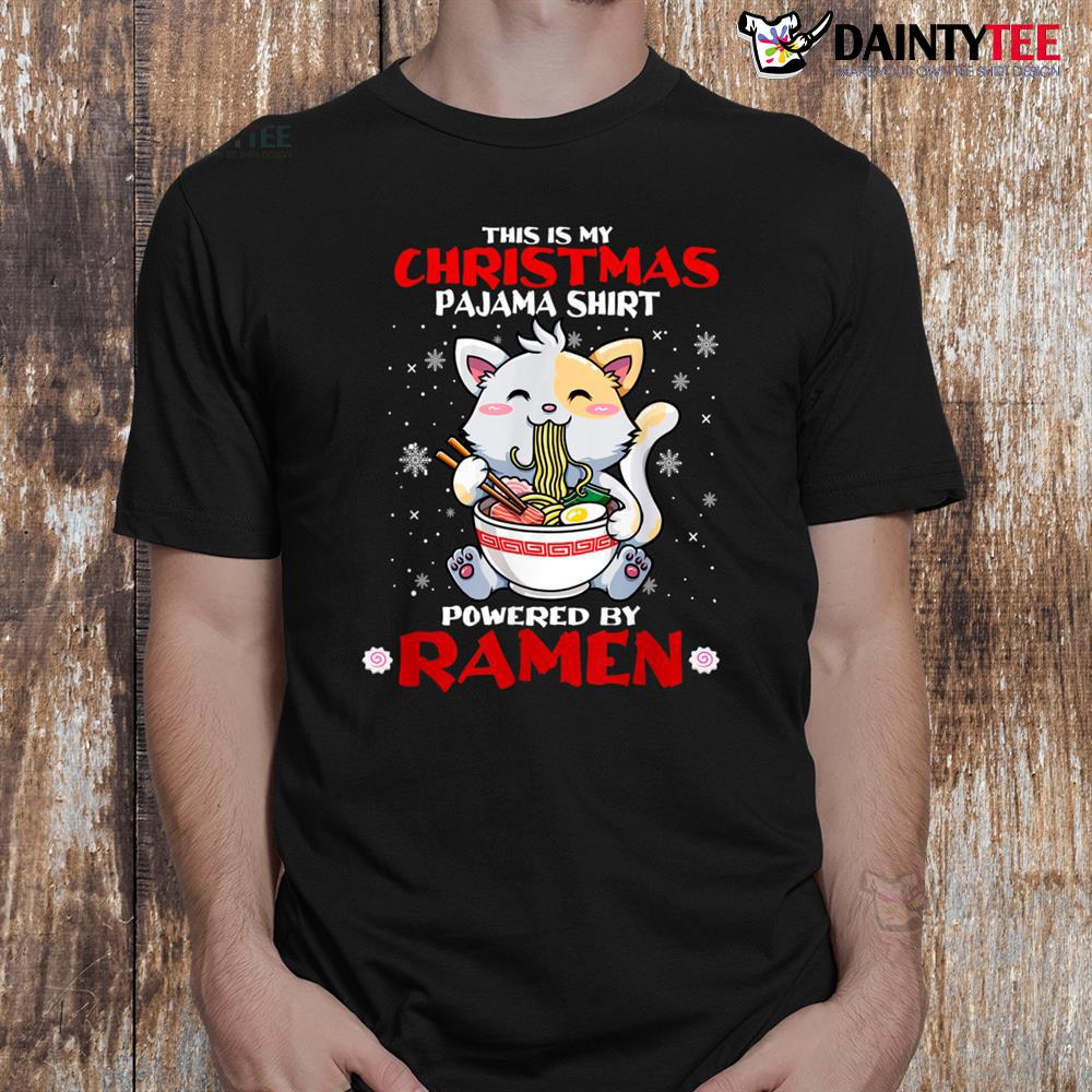 This Is My Gifts Woman Christmas Pajama Cat Eating Ramen Shirt