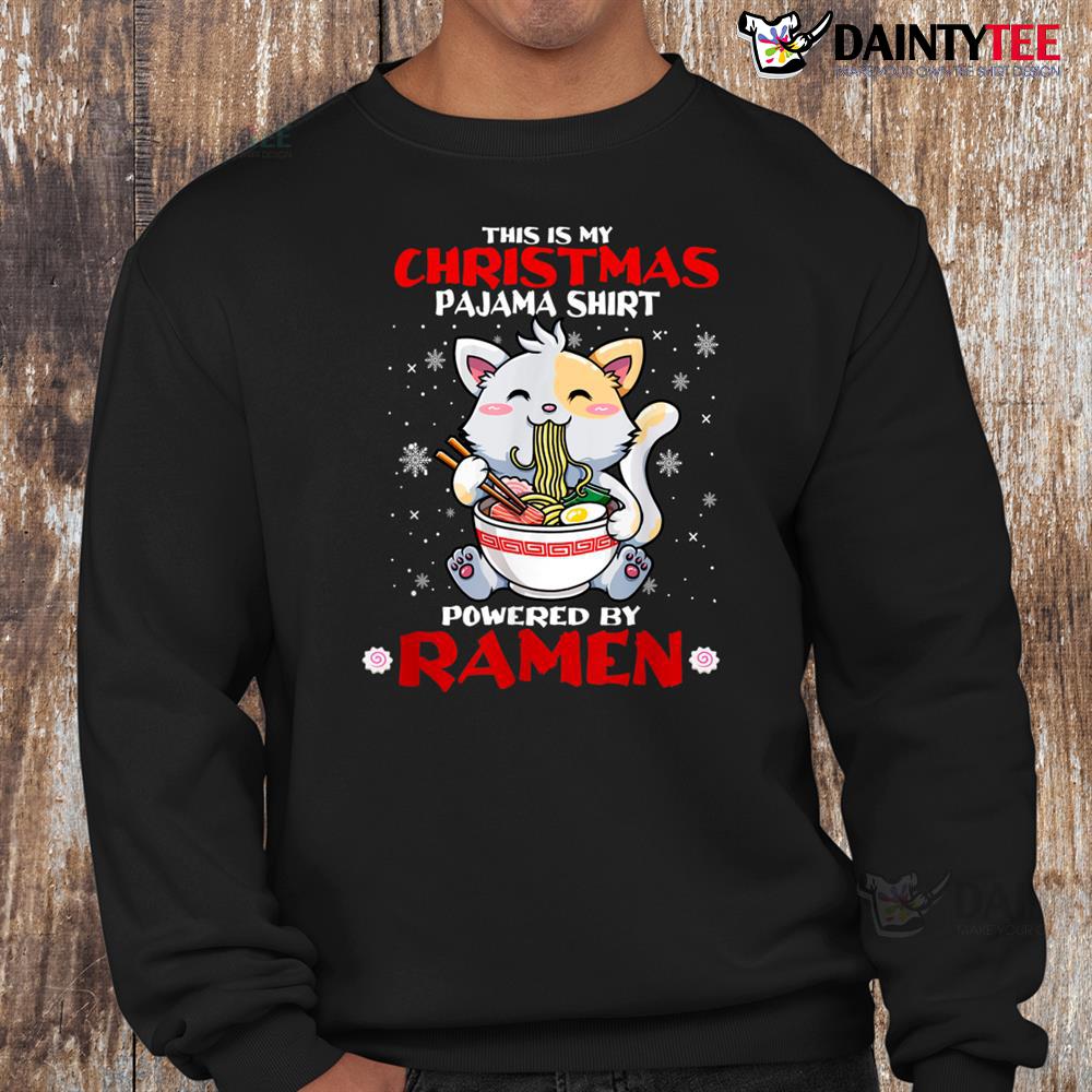 This Is My Gifts Woman Christmas Pajama Cat Eating Ramen Shirt