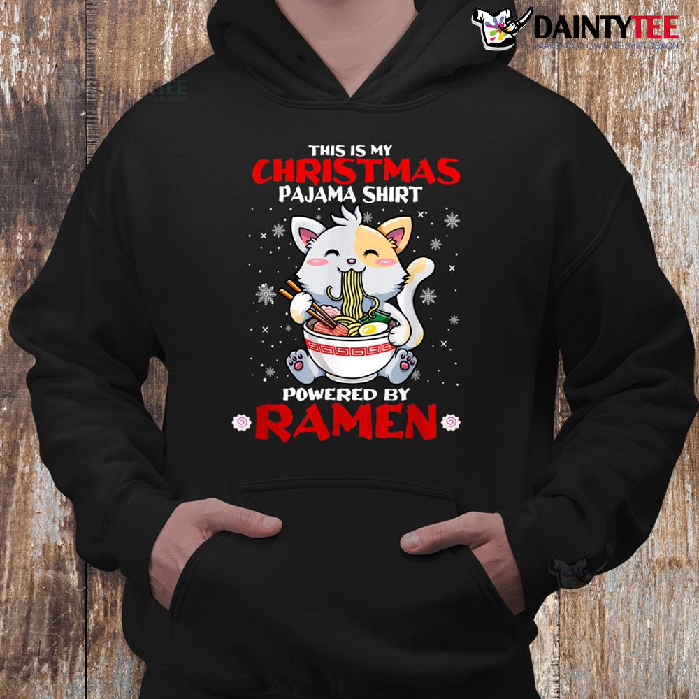 This Is My Gifts Woman Christmas Pajama Cat Eating Ramen Shirt